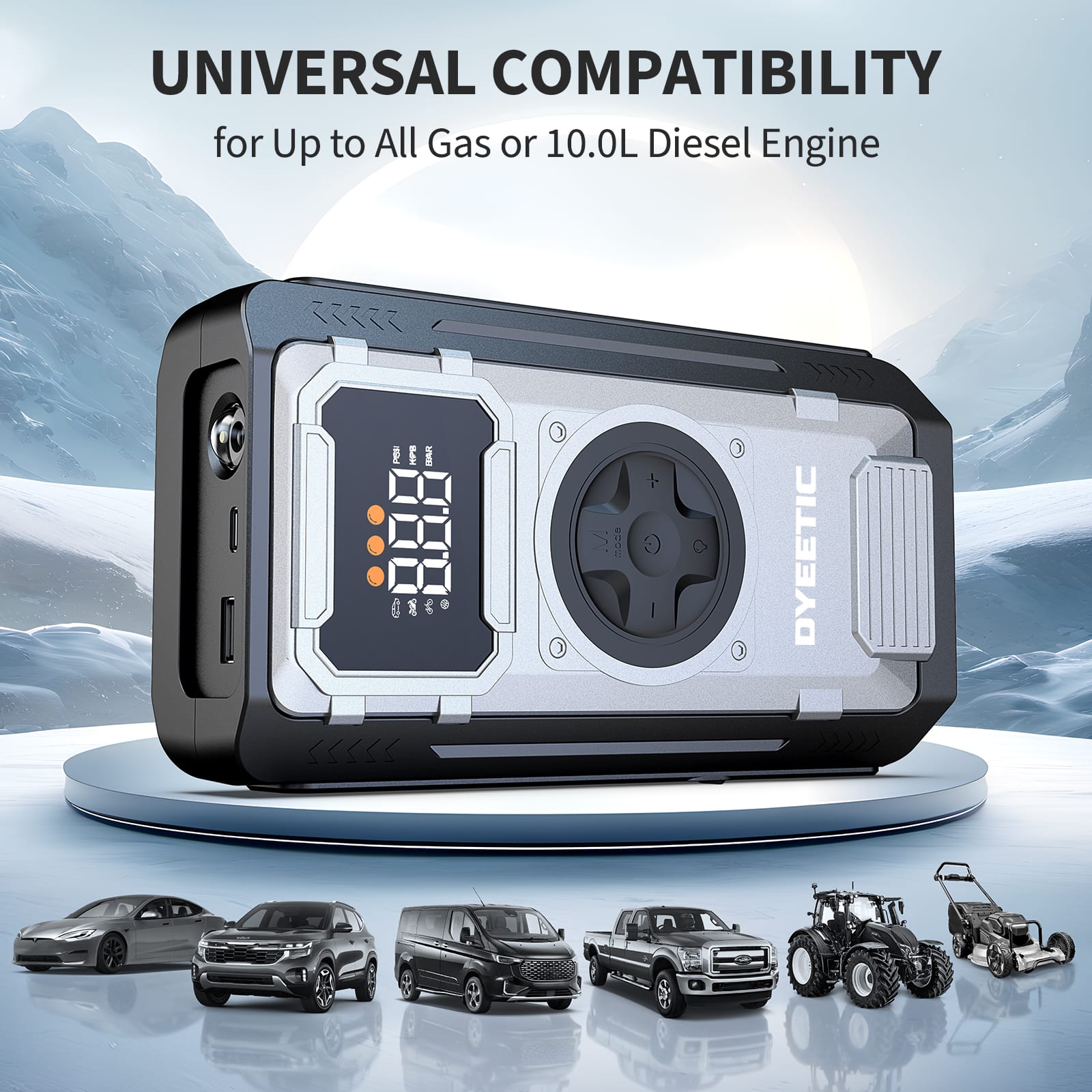 DYEETIC Car Jump Starter 5000A with Air Compressor
