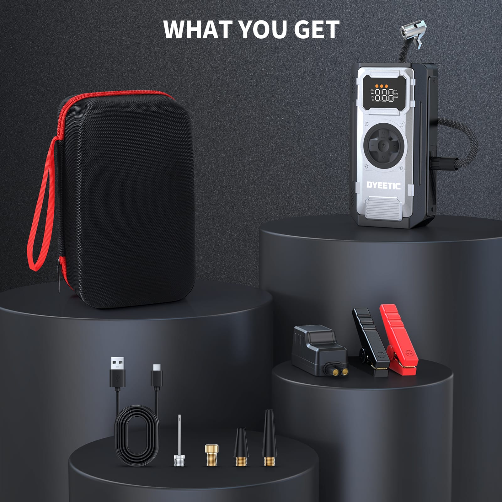 DYEETIC Car Jump Starter 5000A with Air Compressor