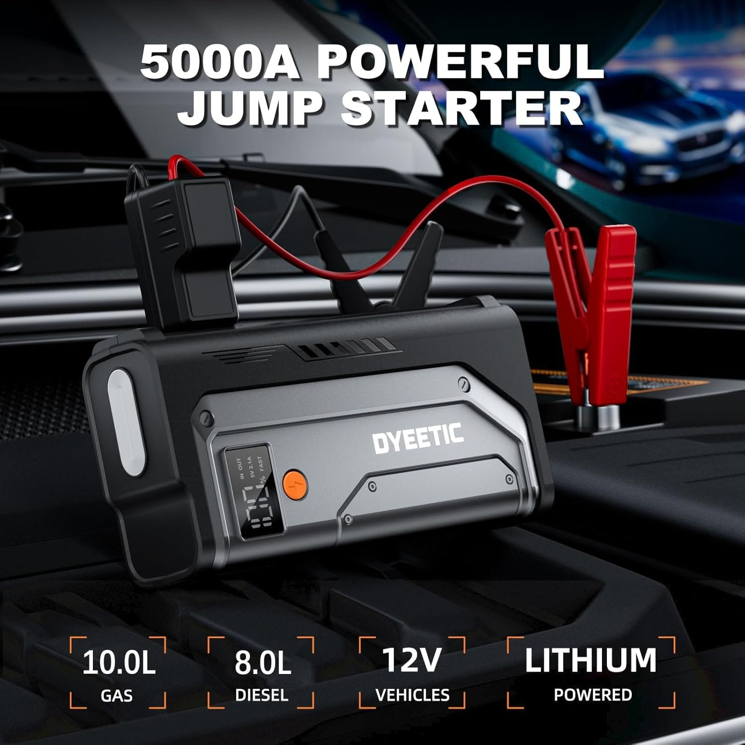 DYEETIC 5000A Portable Jump Starter for All Vehicles
