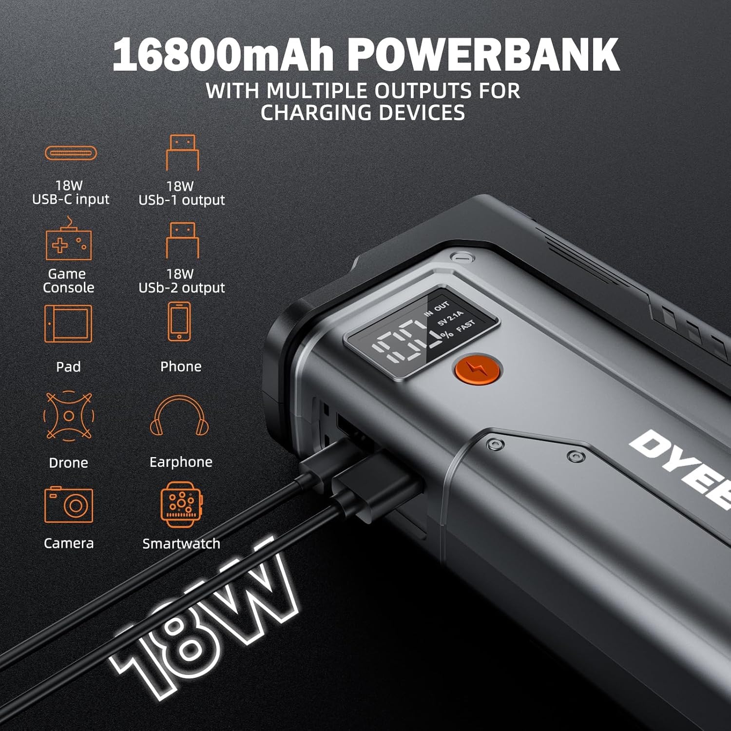 DYEETIC 5000A Portable Jump Starter for All Vehicles
