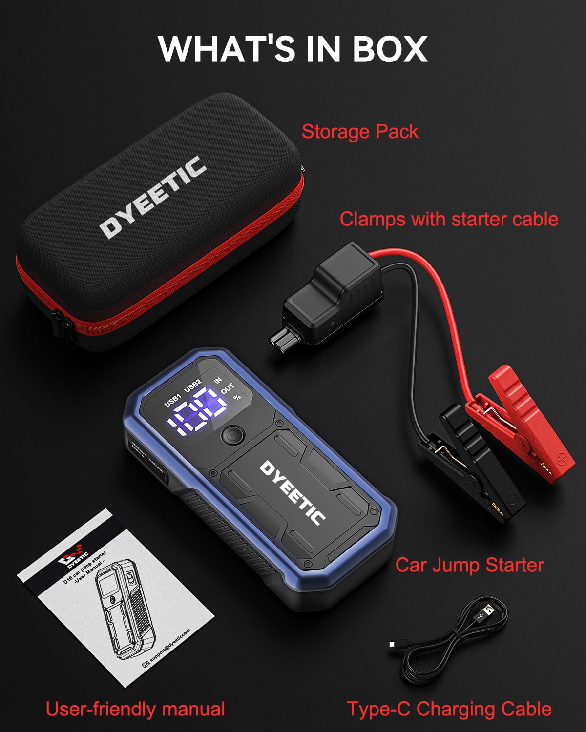 DYEETIC 3500A Car Jump Starter | 10L Gas 8L Diesel