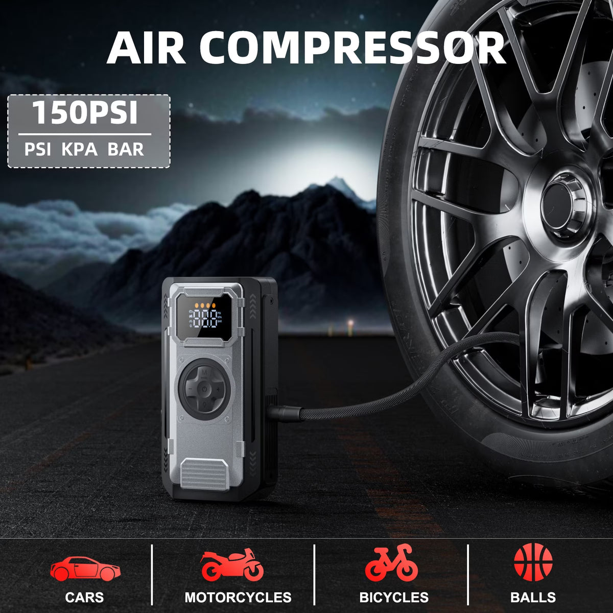 Jump Starter with Compressor, Dyeetic 5000A Peak Portable Car Jump Starter with 150PSI Tire Inflator for 10.0L Gas or 8.0L Diesel Engines